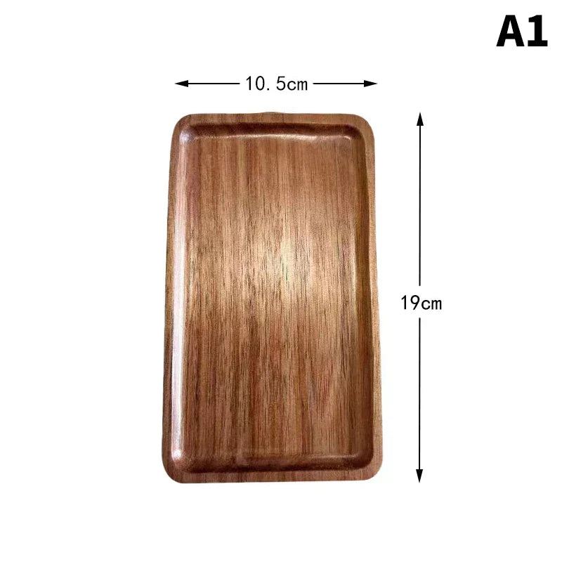 Wooden Food Tray Round Rectangle Snack Plate