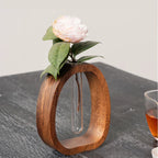 Walnut Wood Flower Stand Mini Water-Cultured Vase