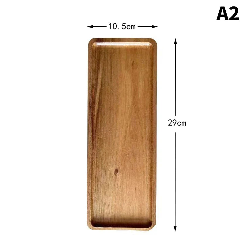 Wooden Food Tray Round Rectangle Snack Plate