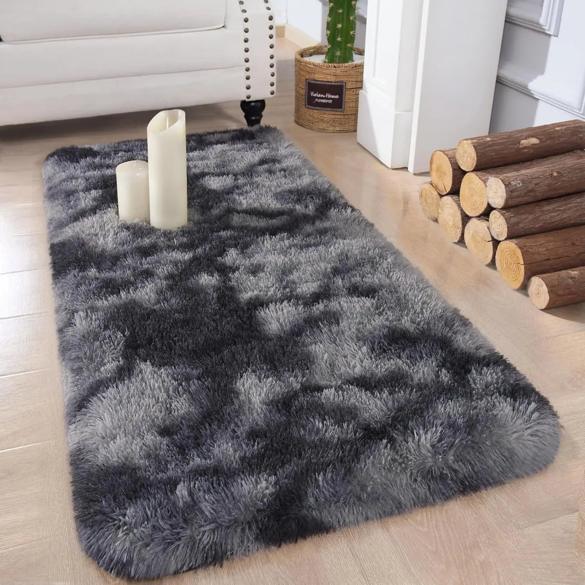 VIKAMA Shaggy Runner Rug Soft Polyester for Bedroom