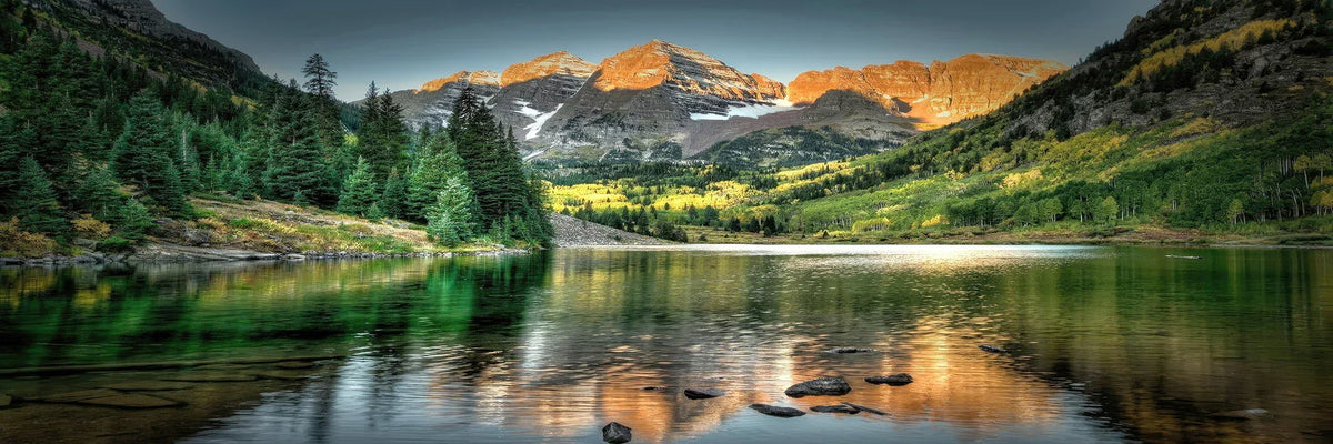 Lake Forest Mountain Canvas Painting Wall Art Decor