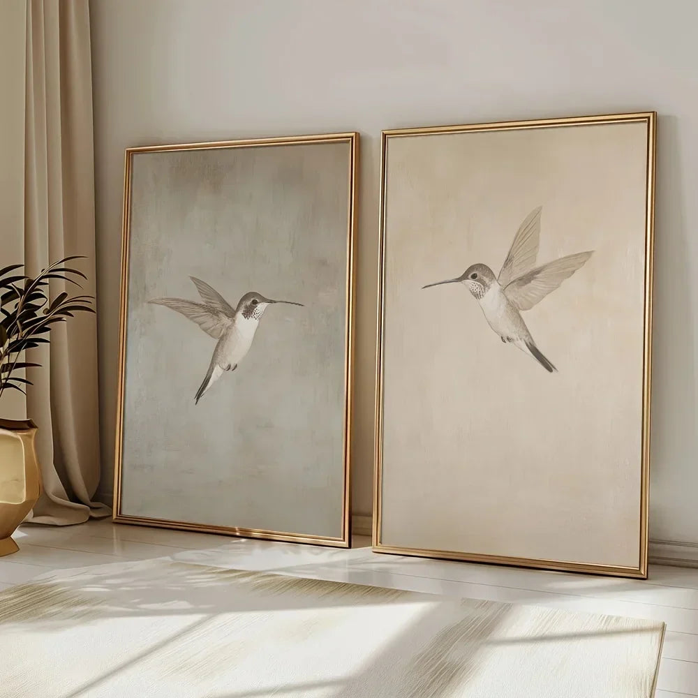 Retro Hummingbird Canvas Prints for Home Decor