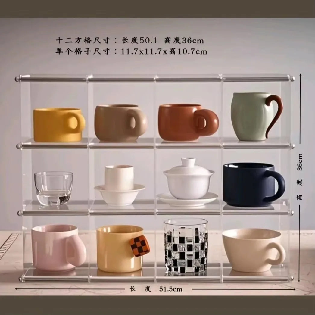 Acrylic Tea Set Storage Rack for Kitchen Countertops