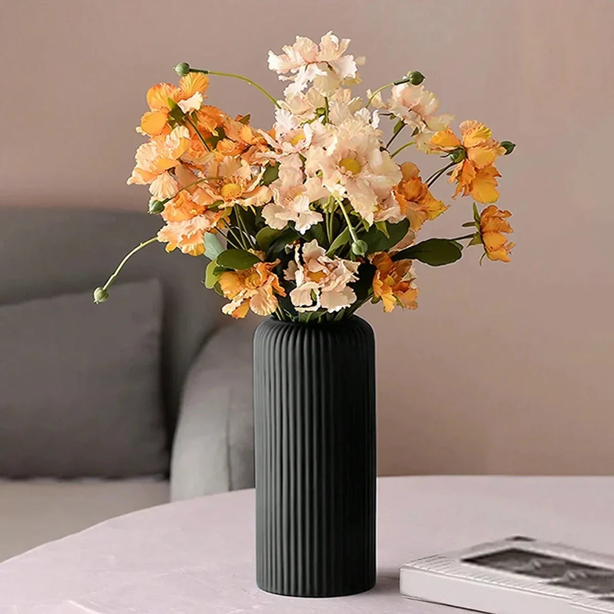 Striped Plastic Bud Vase for Flowers Decorative Display