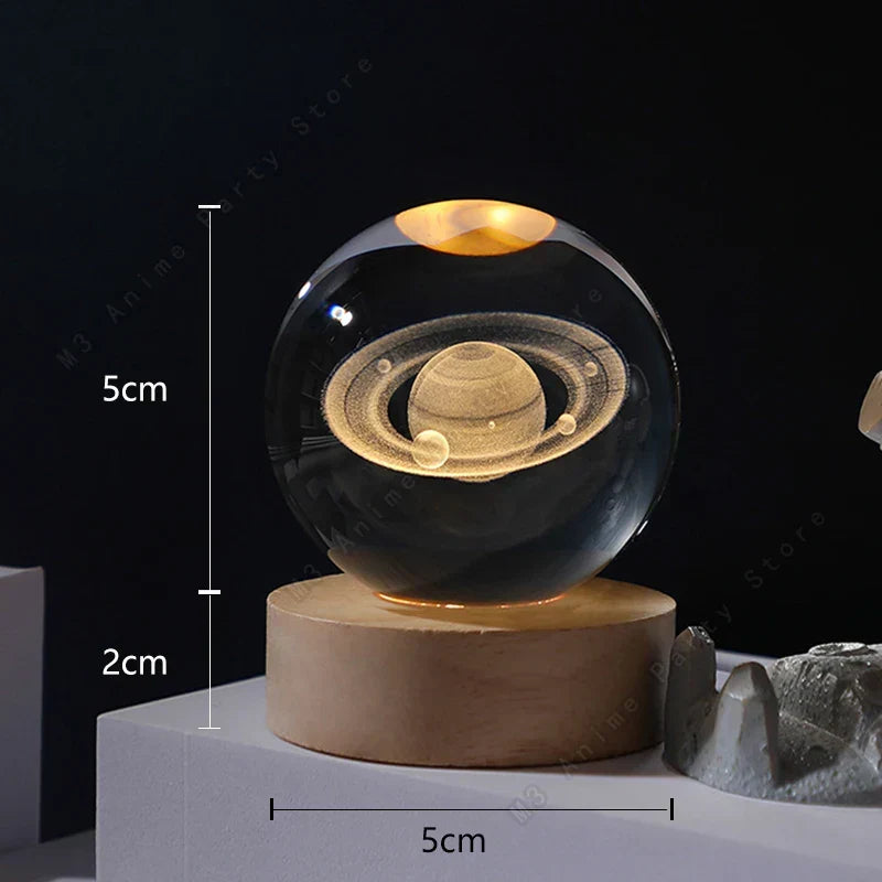 3D Crystal Ball Night Light Lamp for Kids 5cm