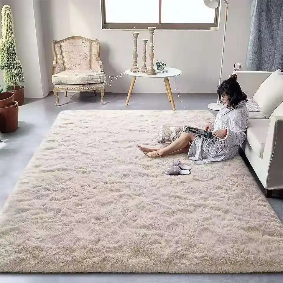 VIKAMA Plush Tie-Dye Carpet for Girls Bedroom