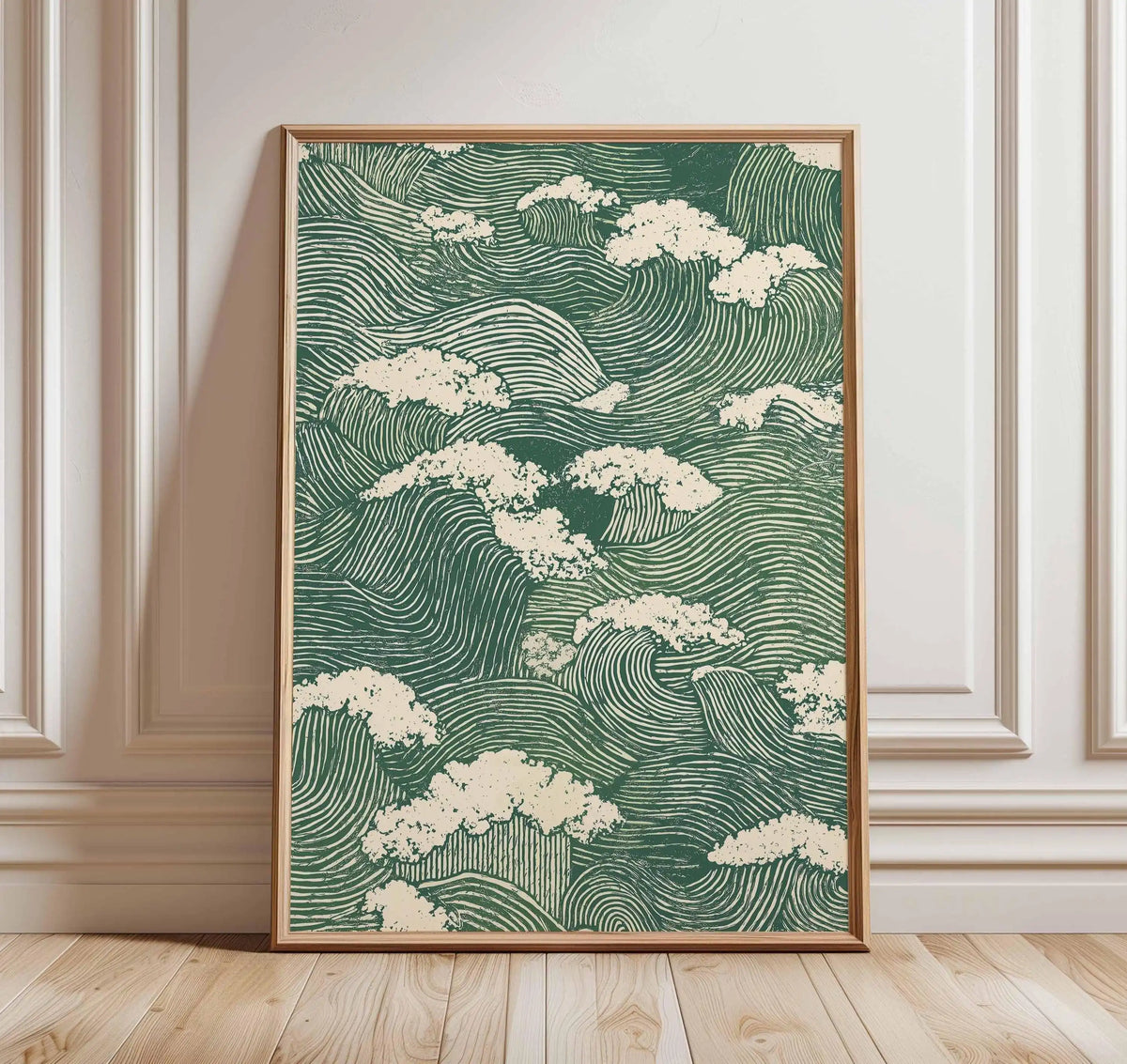 Japanese Crane Canvas Print with Red Sun and Pine Tree