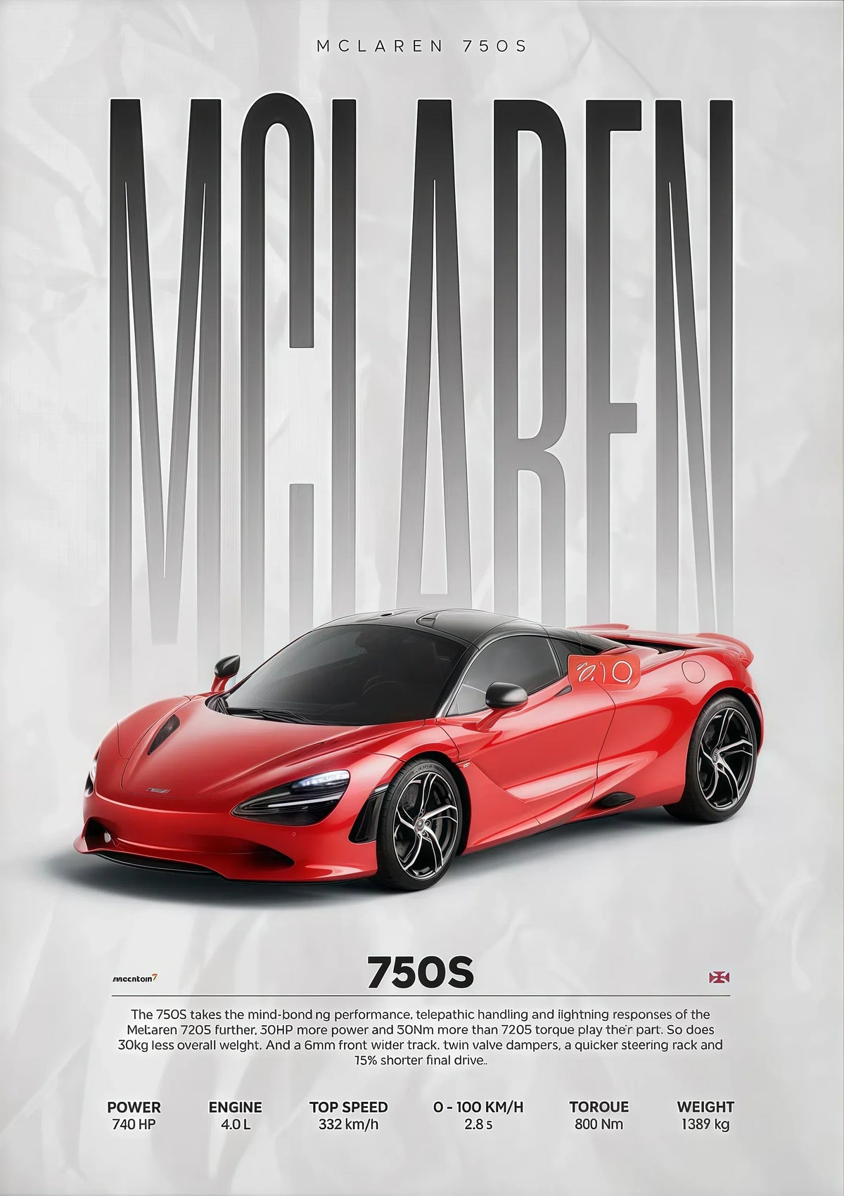 W16 750S Canvas Painting Sports Car Wall Art