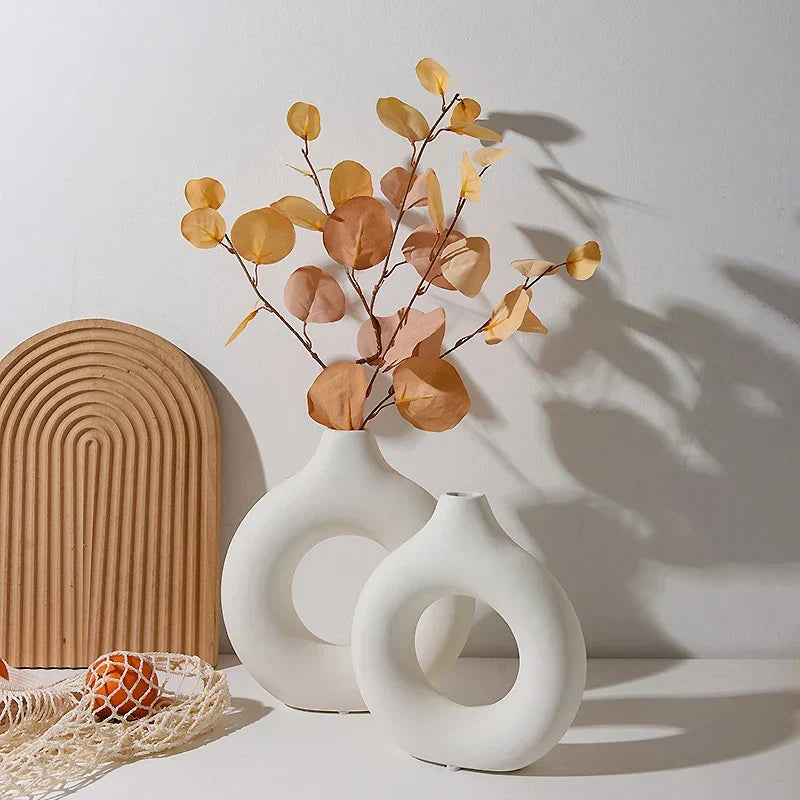 Nordic White Plastic Flower Vase for Home Decor